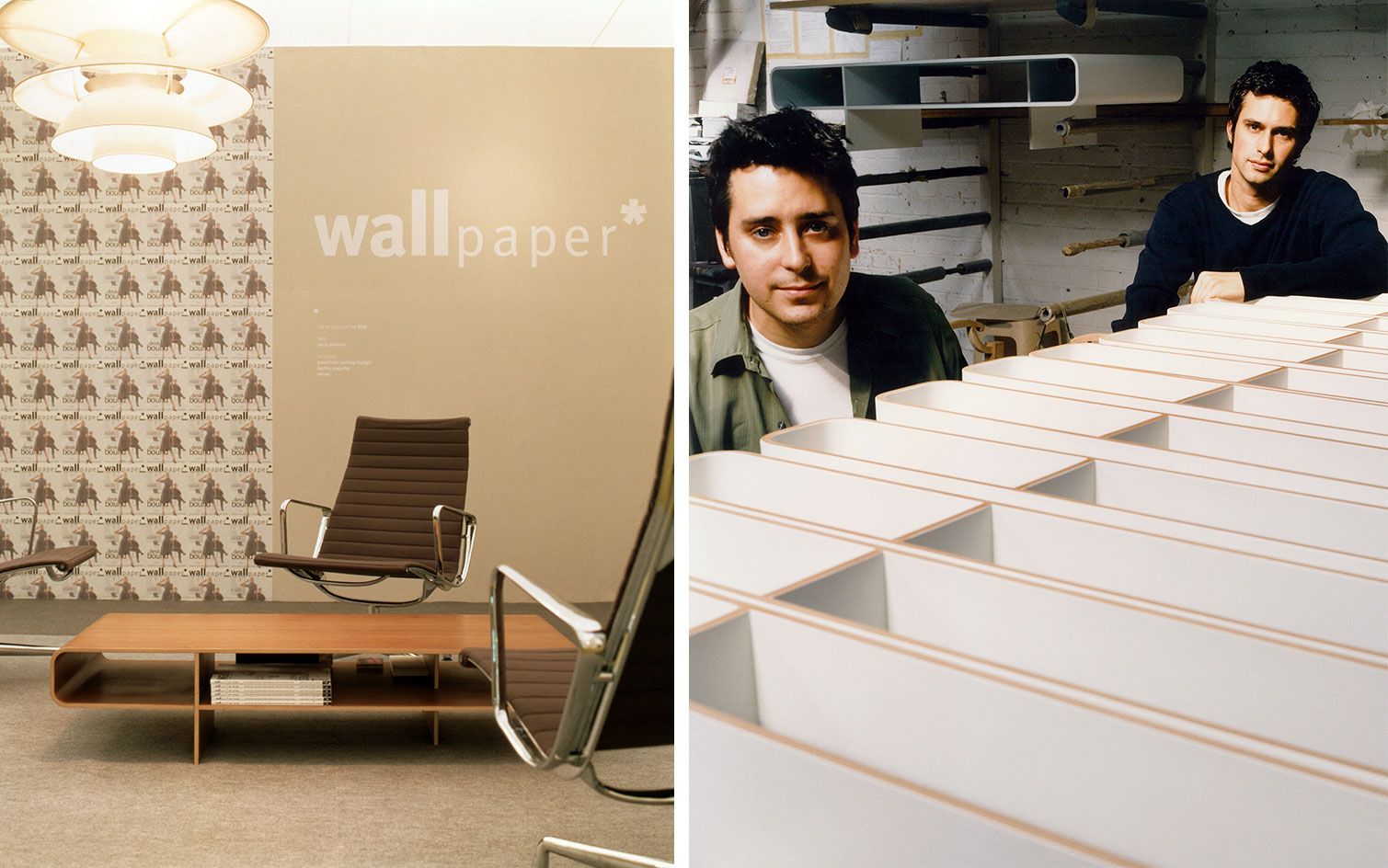 Edward Barber and Jay Osgerby's London studio, with Tip Ton chairs for Vitra and the London 2012 Olympic Torch on display