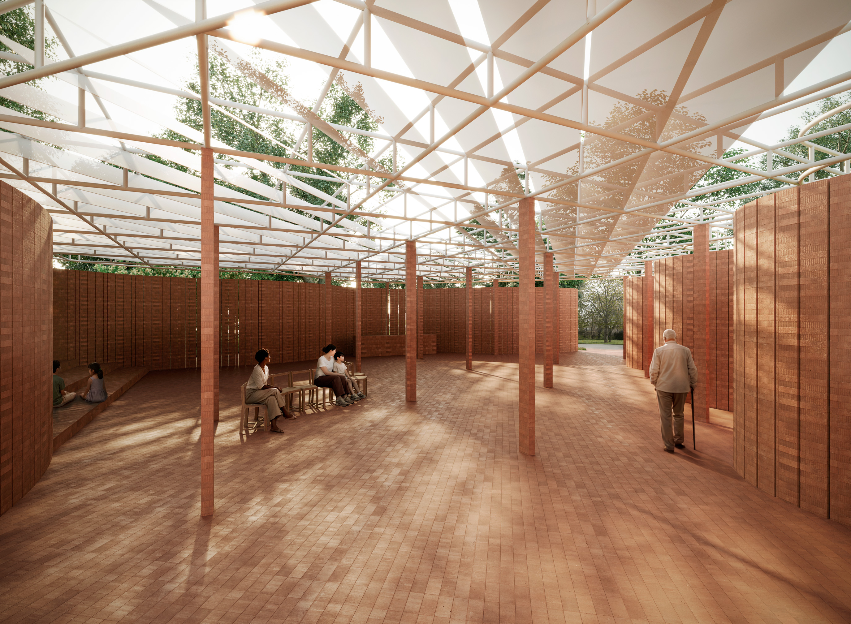 Lanza Atelier's A Serpentine red-brick pavilion in Kensington Gardens, 2026