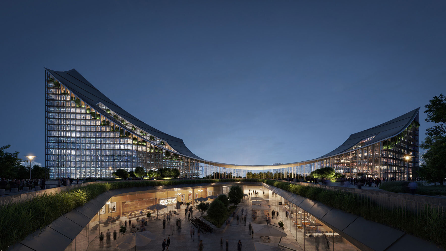 Bjarke Ingels' CityWave under final cladding alongside Arata Isozaki's Allianz Tower, Zaha Hadid's Generali Tower, and Daniel Libeskind's PwC Tower in CityLife Milan