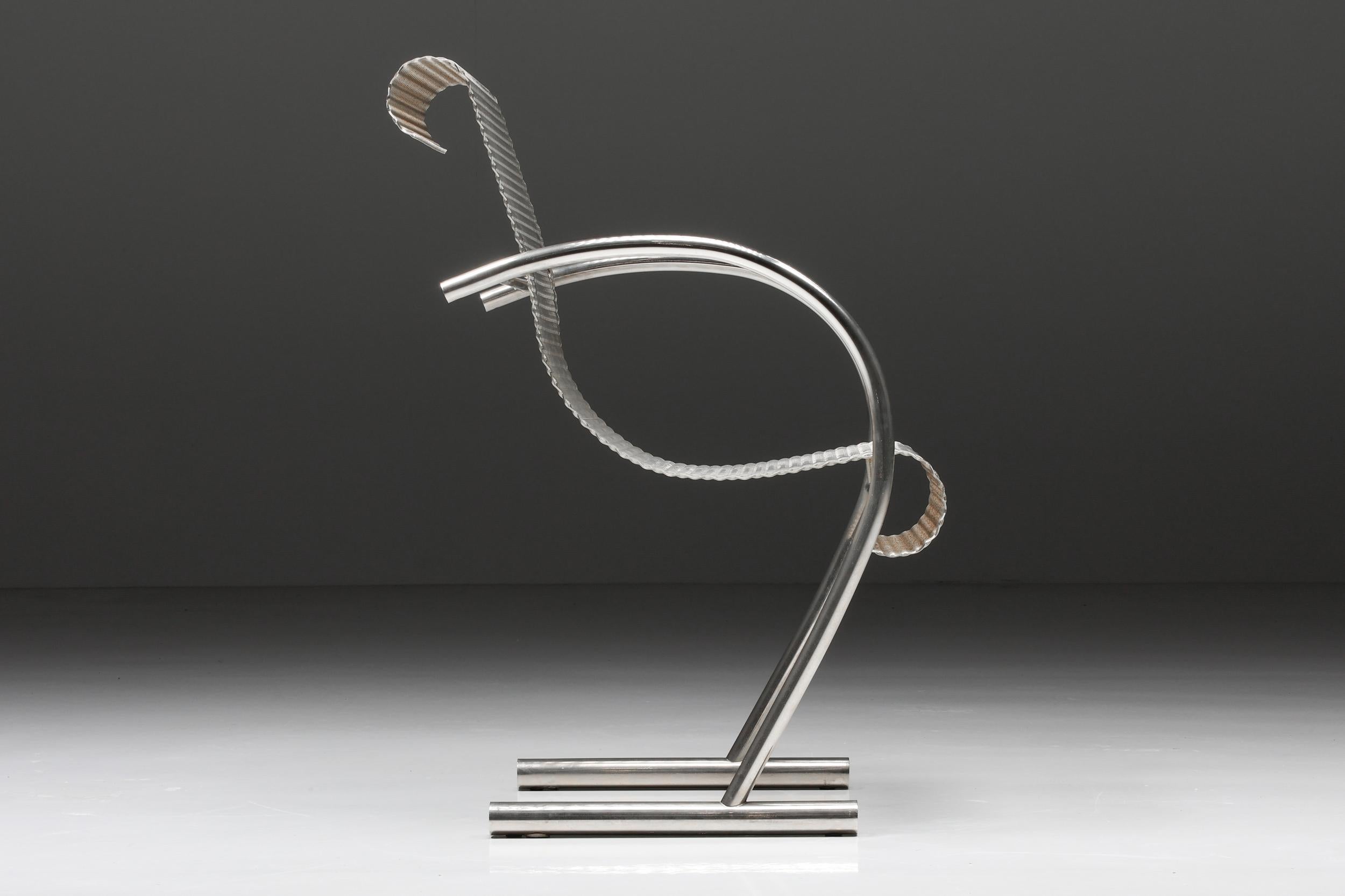 Shiro Kuramata's How High the Moon nickel-plated steel mesh armchair, produced by Vitra from 1986