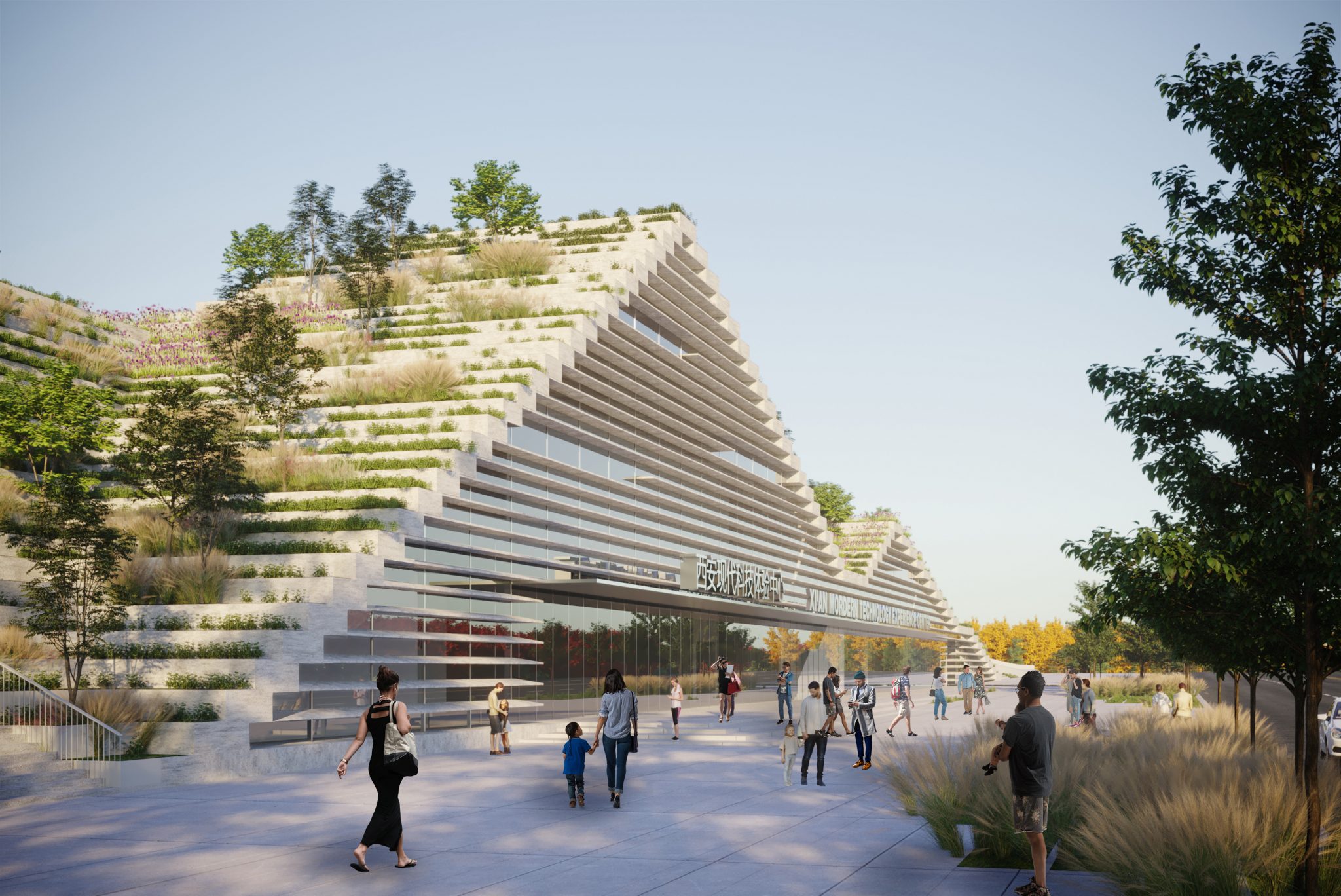 Stefano Boeri Architetti's 8,000 sqm rooftop garden over the early-1900s Deposito delle Vittorie ATAC tram depot at Piazza Bainsizza, Rome's Prati-Della Vittoria district